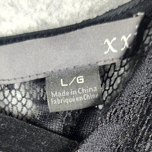 Forever 21 Black Lace Ruched Short Sleeve Lined Midi Dress Size Large - Picture 6 of 10